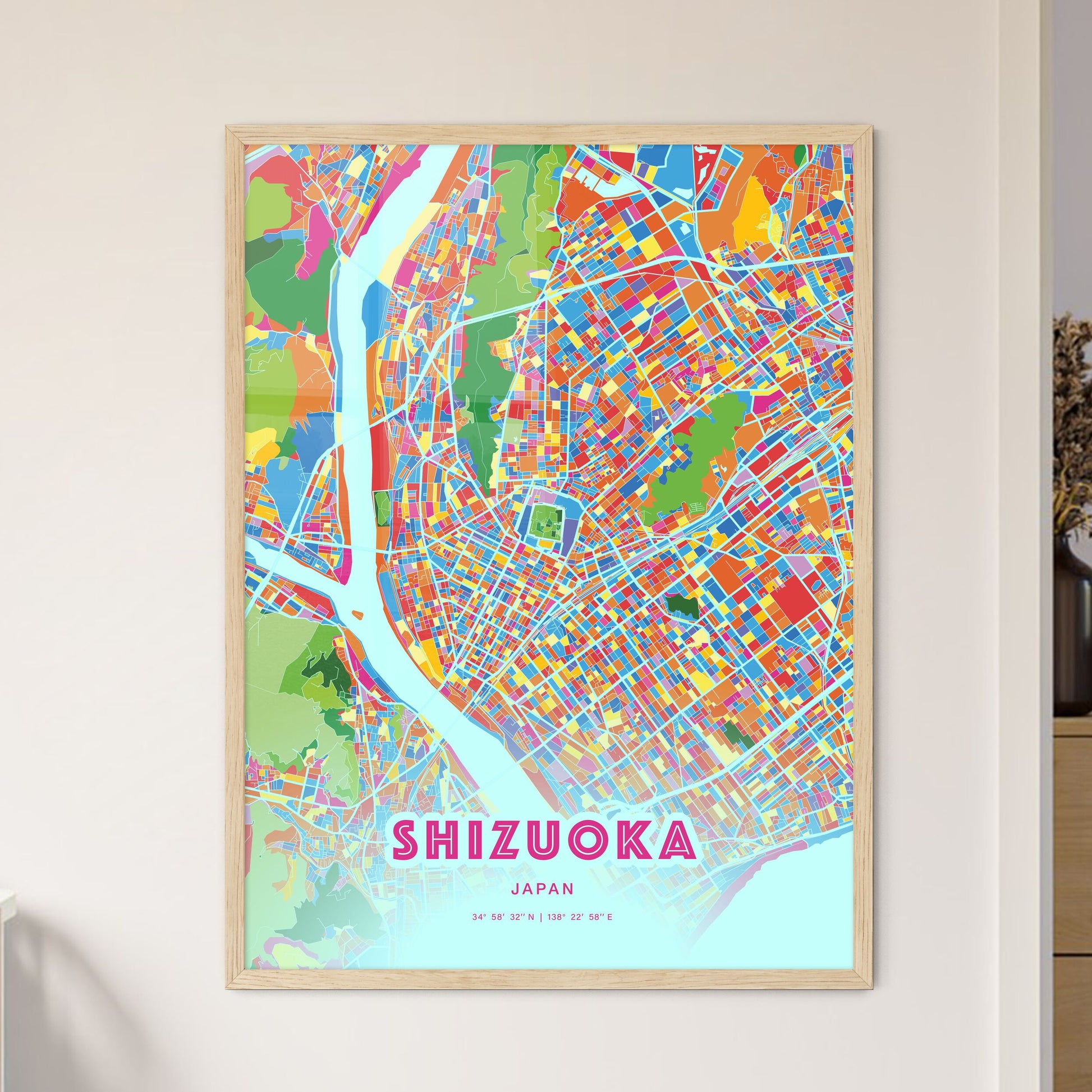 Colorful Shizuoka Japan Fine Art Map Crazy Colors