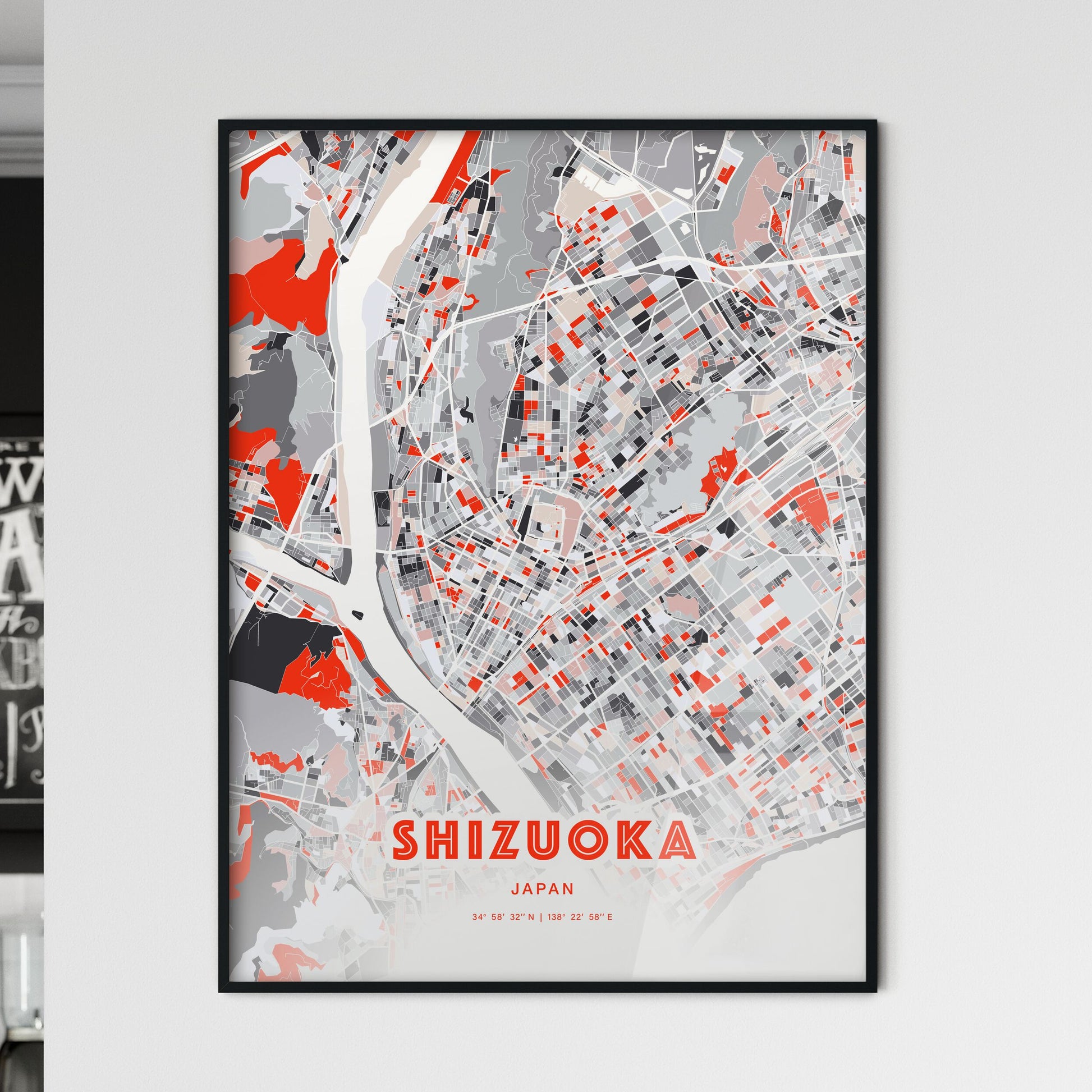 Colorful Shizuoka Japan Fine Art Map Modern Expressive