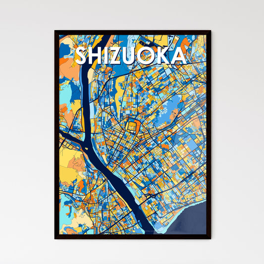 SHIZUOKA JAPAN Vibrant Colorful Art Map Poster Blue Orange