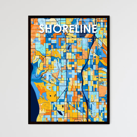 SHORELINE WASHINGTON Vibrant Colorful Art Map Poster Blue Orange