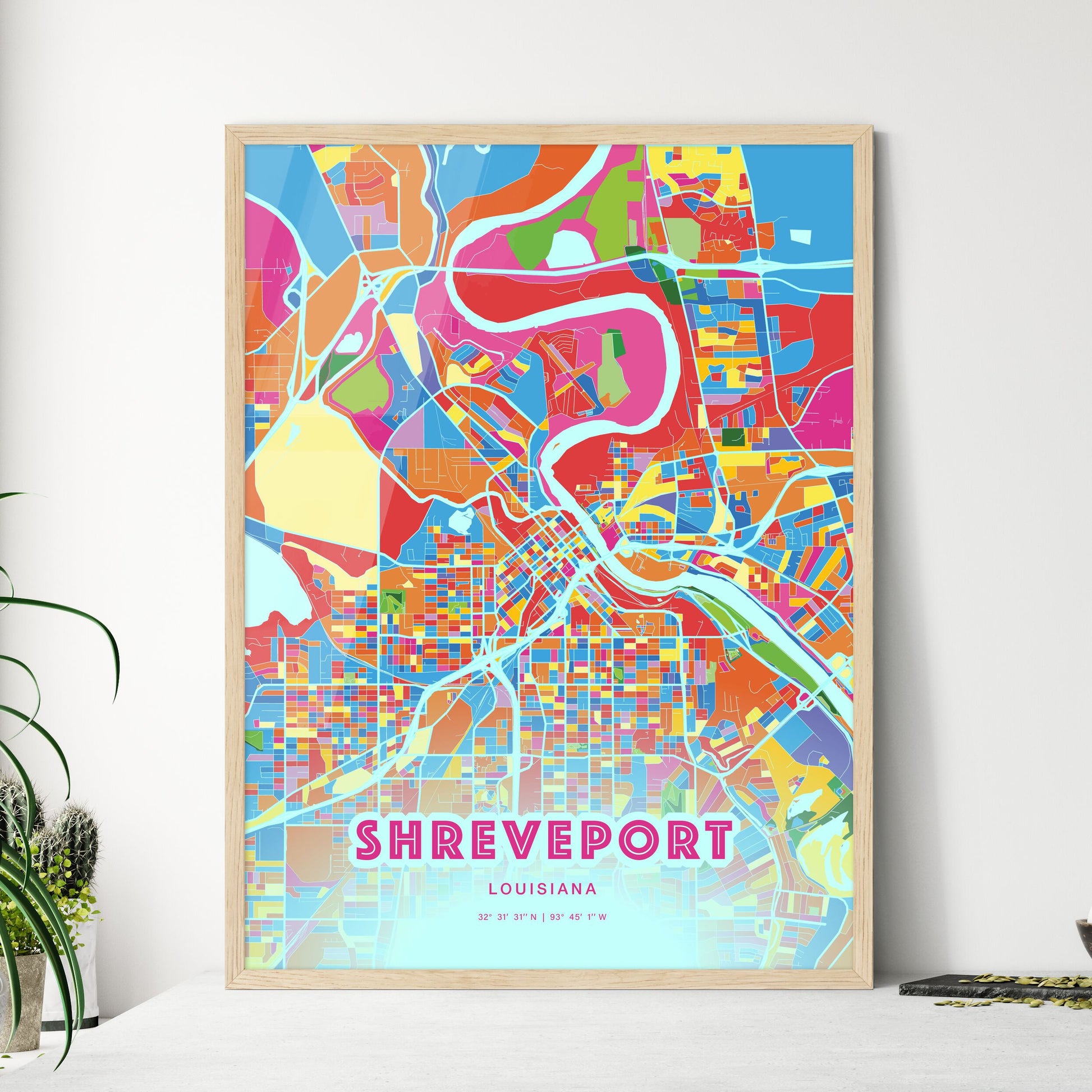 Colorful Shreveport Louisiana Fine Art Map Crazy Colors