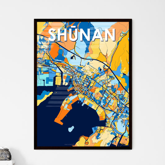 SHŪNAN JAPAN Vibrant Colorful Art Map Poster Blue Orange