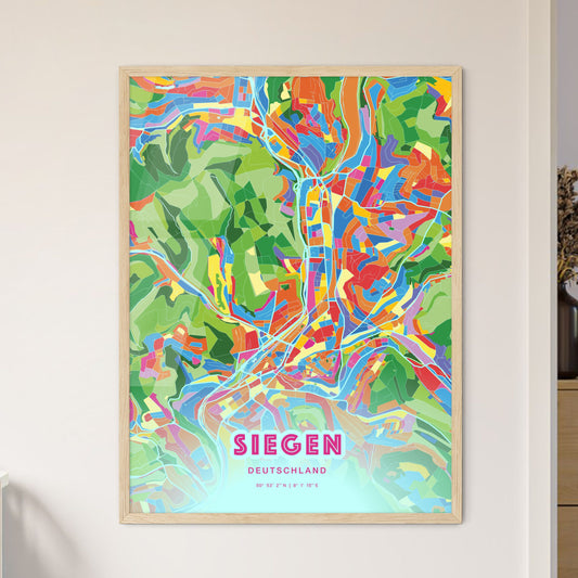 Colorful Siegen Germany Fine Art Map Crazy Colors