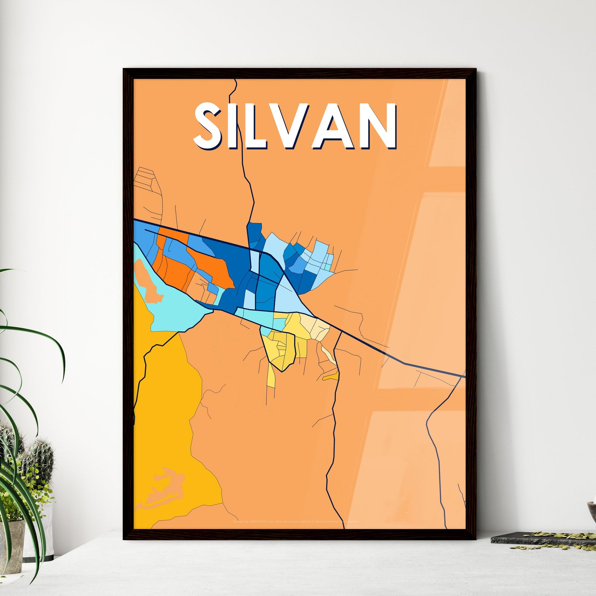 SILVAN TURKEY Vibrant Colorful Art Map Poster Blue Orange