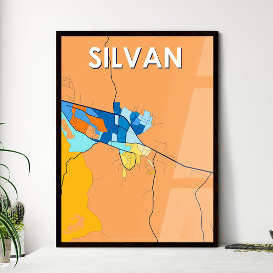 SILVAN TURKEY Vibrant Colorful Art Map Poster Blue Orange