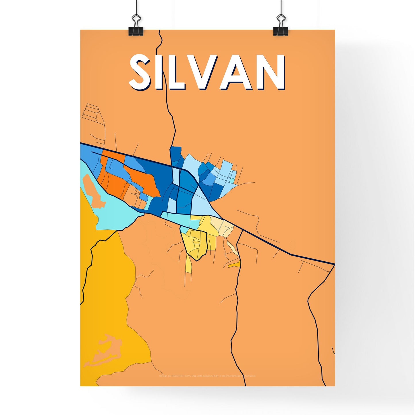 SILVAN TURKEY Vibrant Colorful Art Map Poster Blue Orange