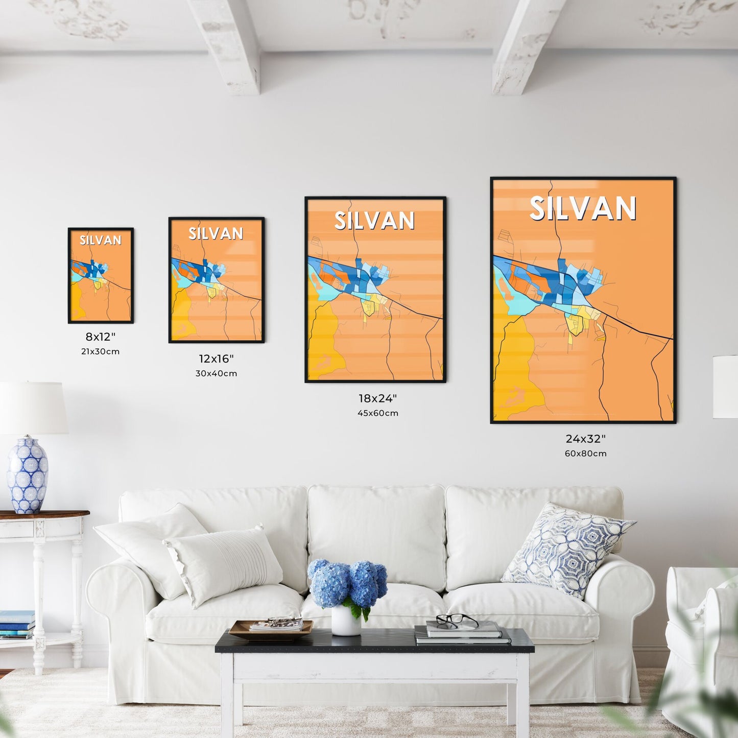 SILVAN TURKEY Vibrant Colorful Art Map Poster Blue Orange