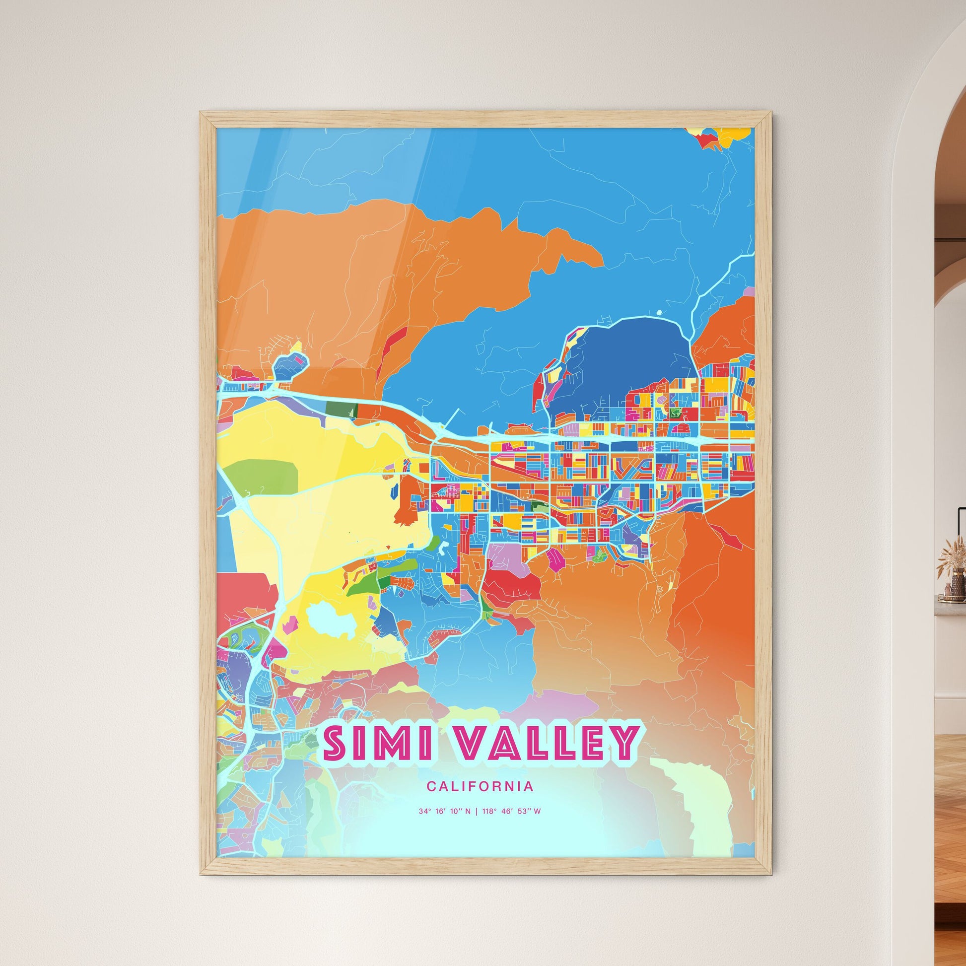 Colorful Simi Valley California Fine Art Map Crazy Colors