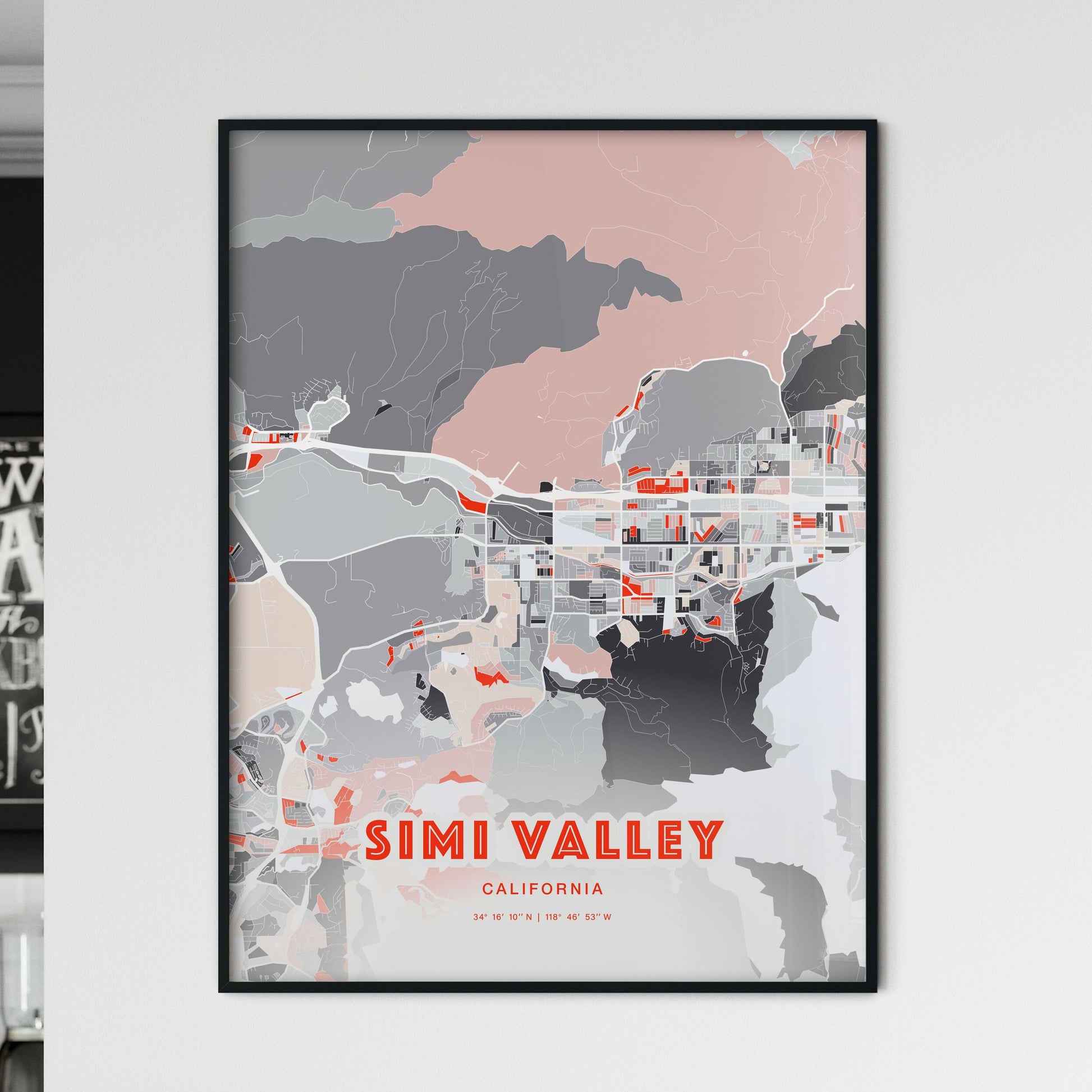 Colorful Simi Valley California Fine Art Map Modern Expressive
