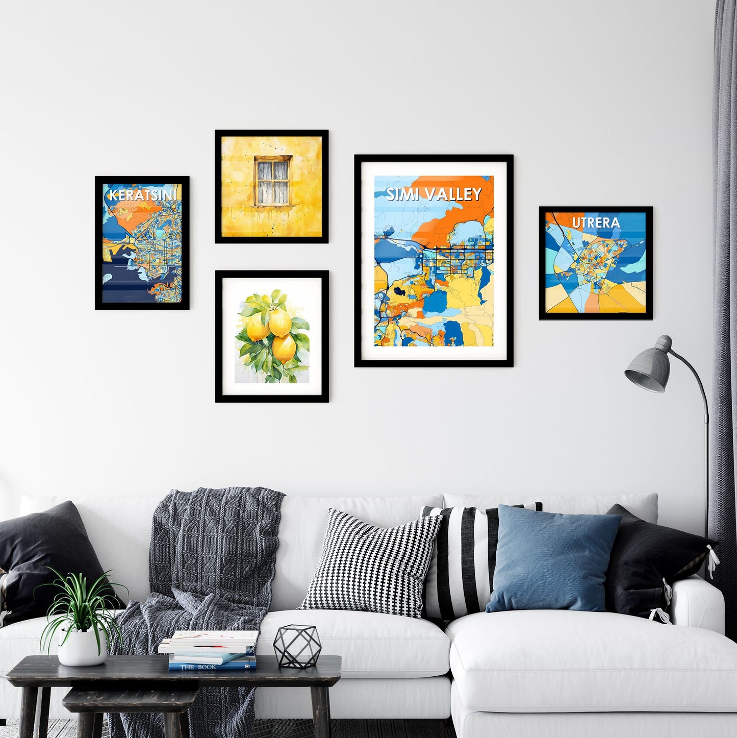 SIMI VALLEY CALIFORNIA Vibrant Colorful Art Map Poster Blue Orange