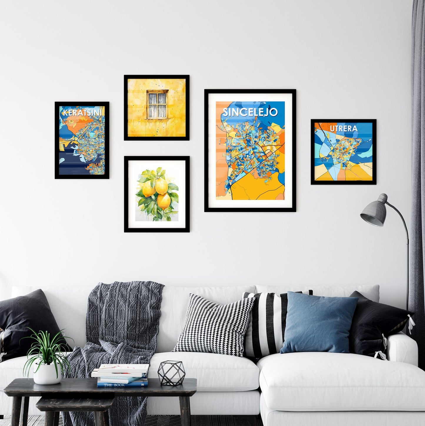 SINCELEJO COLOMBIA Vibrant Colorful Art Map Poster Blue Orange