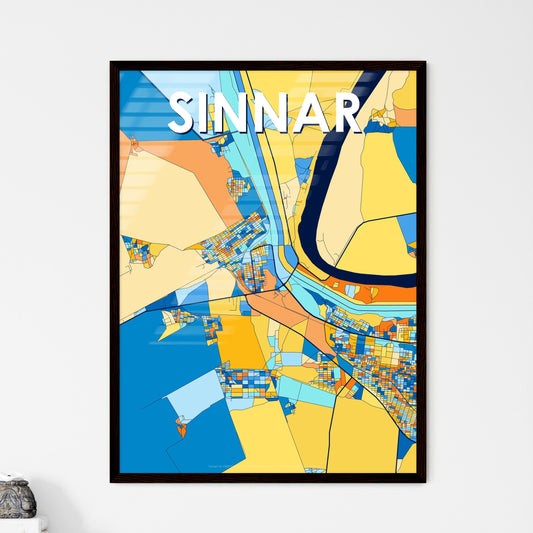 SINNAR SUDAN Vibrant Colorful Art Map Poster Blue Orange