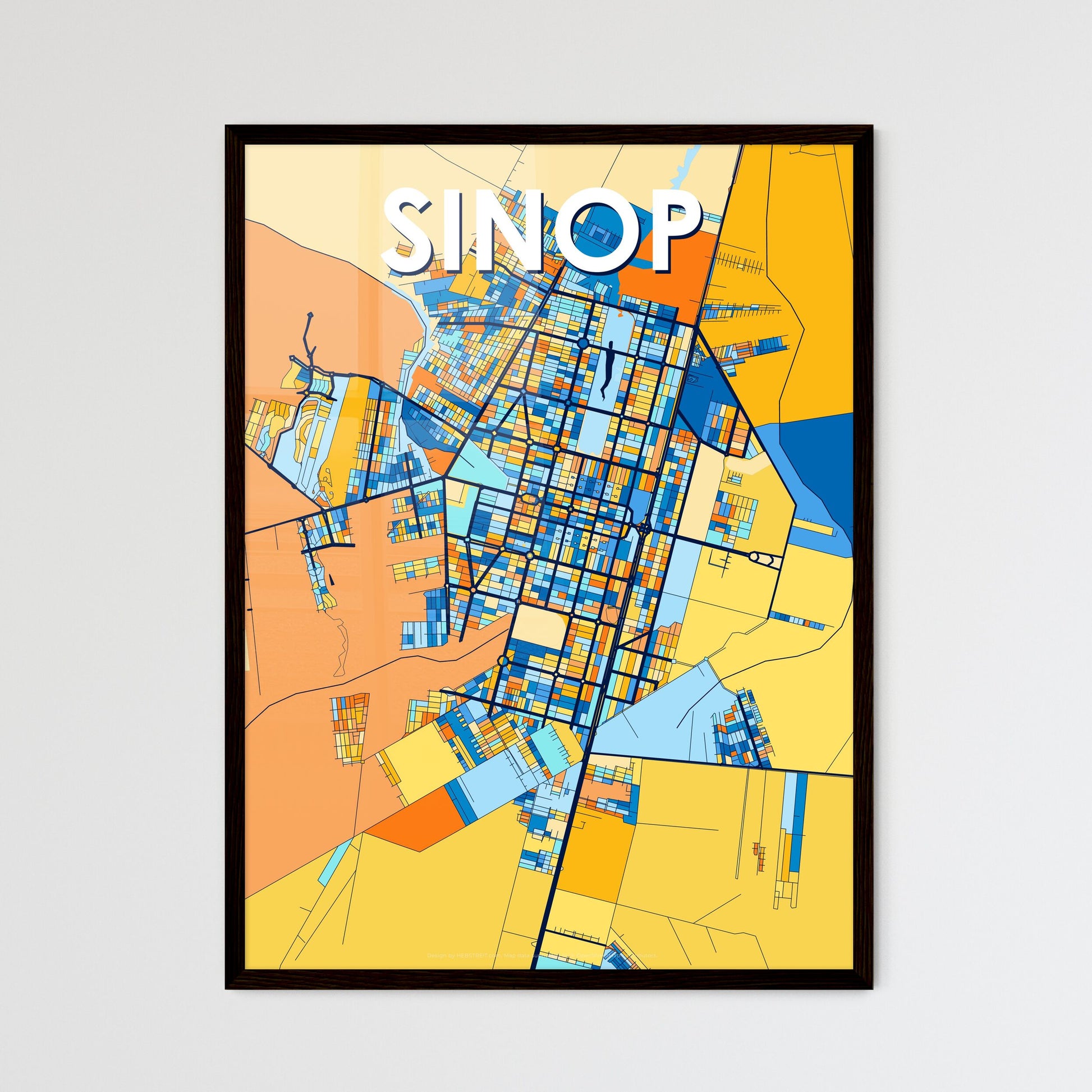 SINOP BRAZIL Vibrant Colorful Art Map Poster Blue Orange