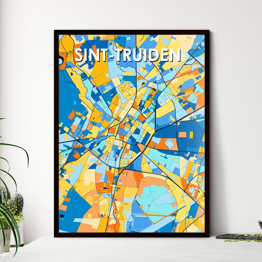 SINT-TRUIDEN BELGIUM Vibrant Colorful Art Map Poster Blue Orange