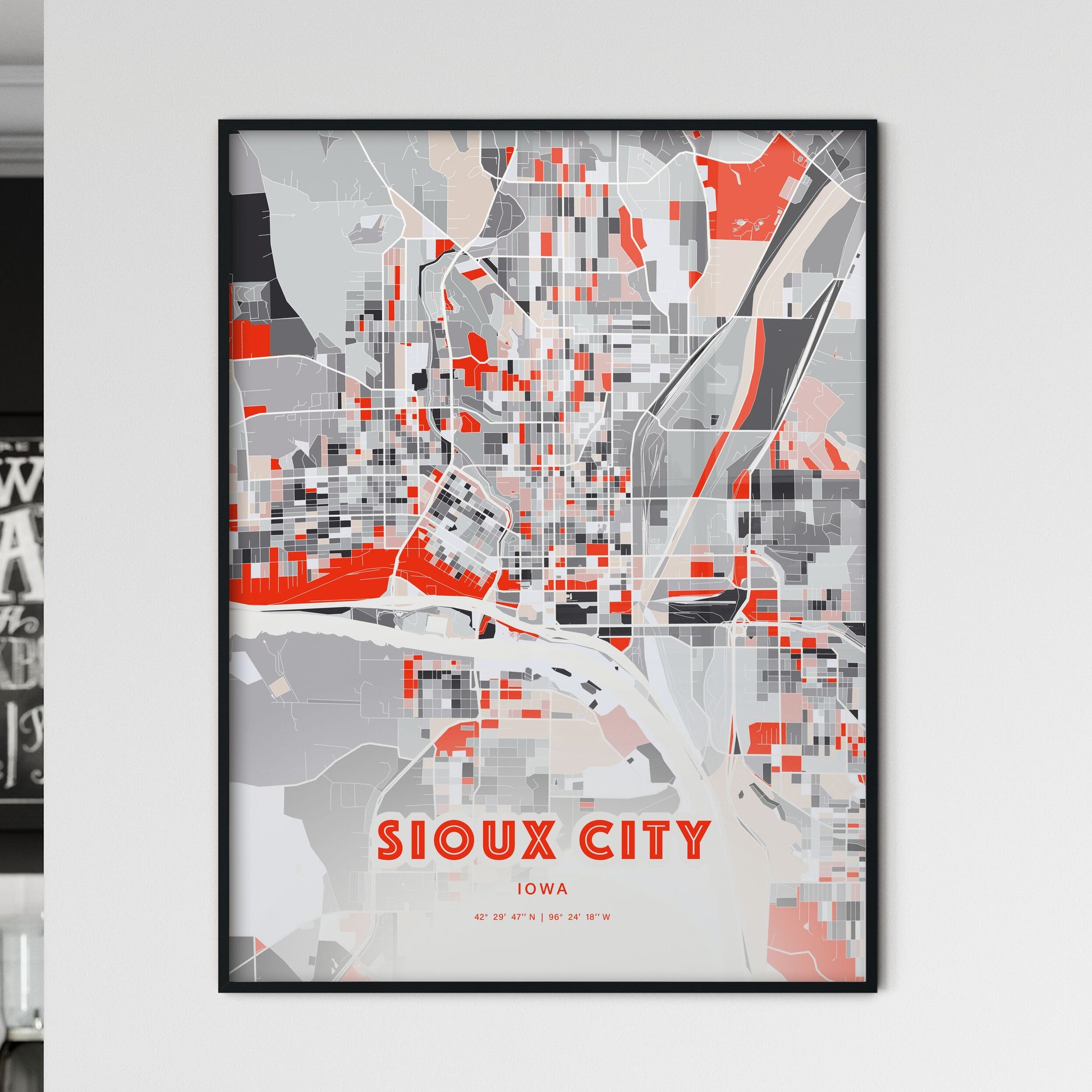 Colorful Sioux City Iowa Fine Art Map Modern Expressive