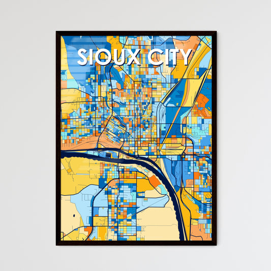 SIOUX CITY IOWA Vibrant Colorful Art Map Poster Blue Orange