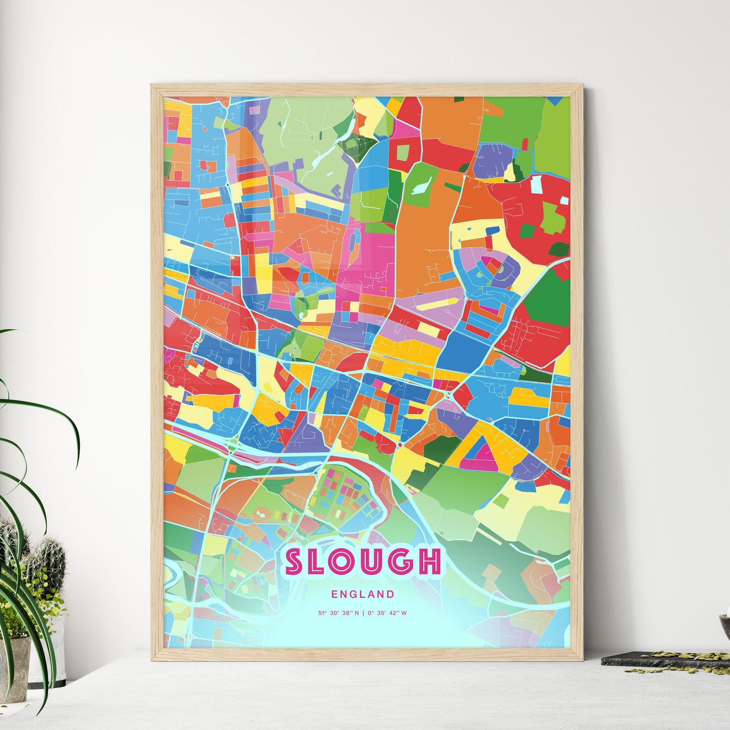 Colorful Slough England Fine Art Map Crazy Colors