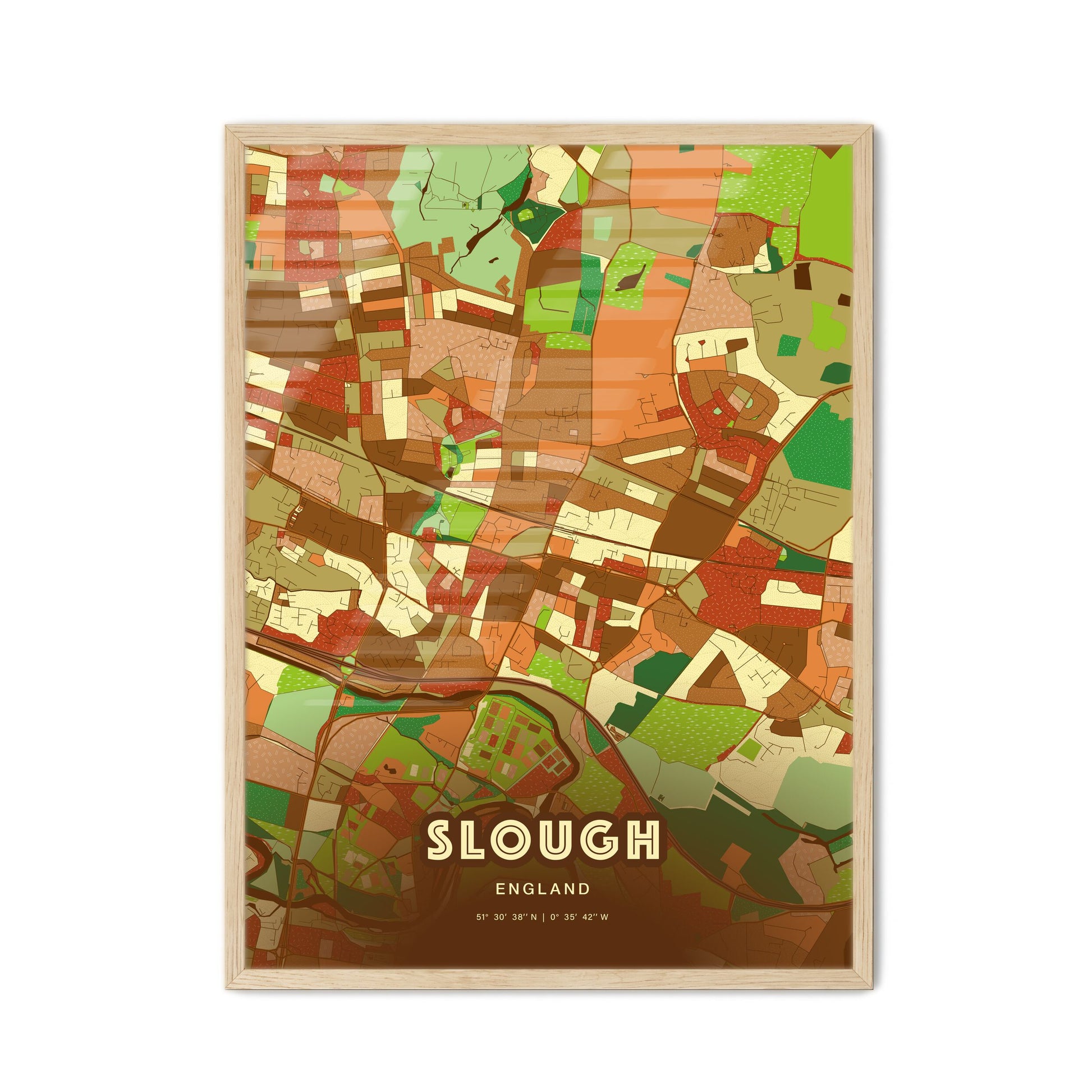 Colorful Slough England Fine Art Map Farmhouse