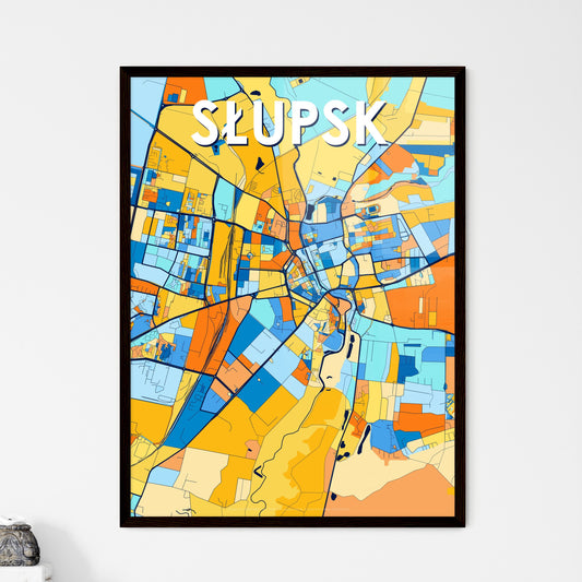 SŁUPSK POLAND Vibrant Colorful Art Map Poster Blue Orange