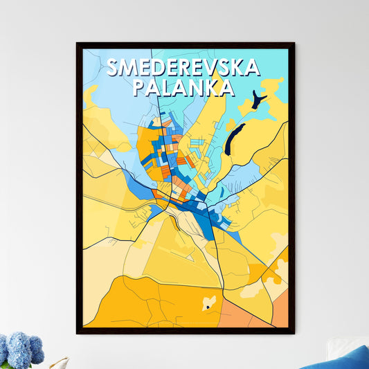 SMEDEREVSKA PALANKA SERBIA Vibrant Colorful Art Map Poster Blue Orange