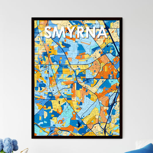 SMYRNA GEORGIA Vibrant Colorful Art Map Poster Blue Orange