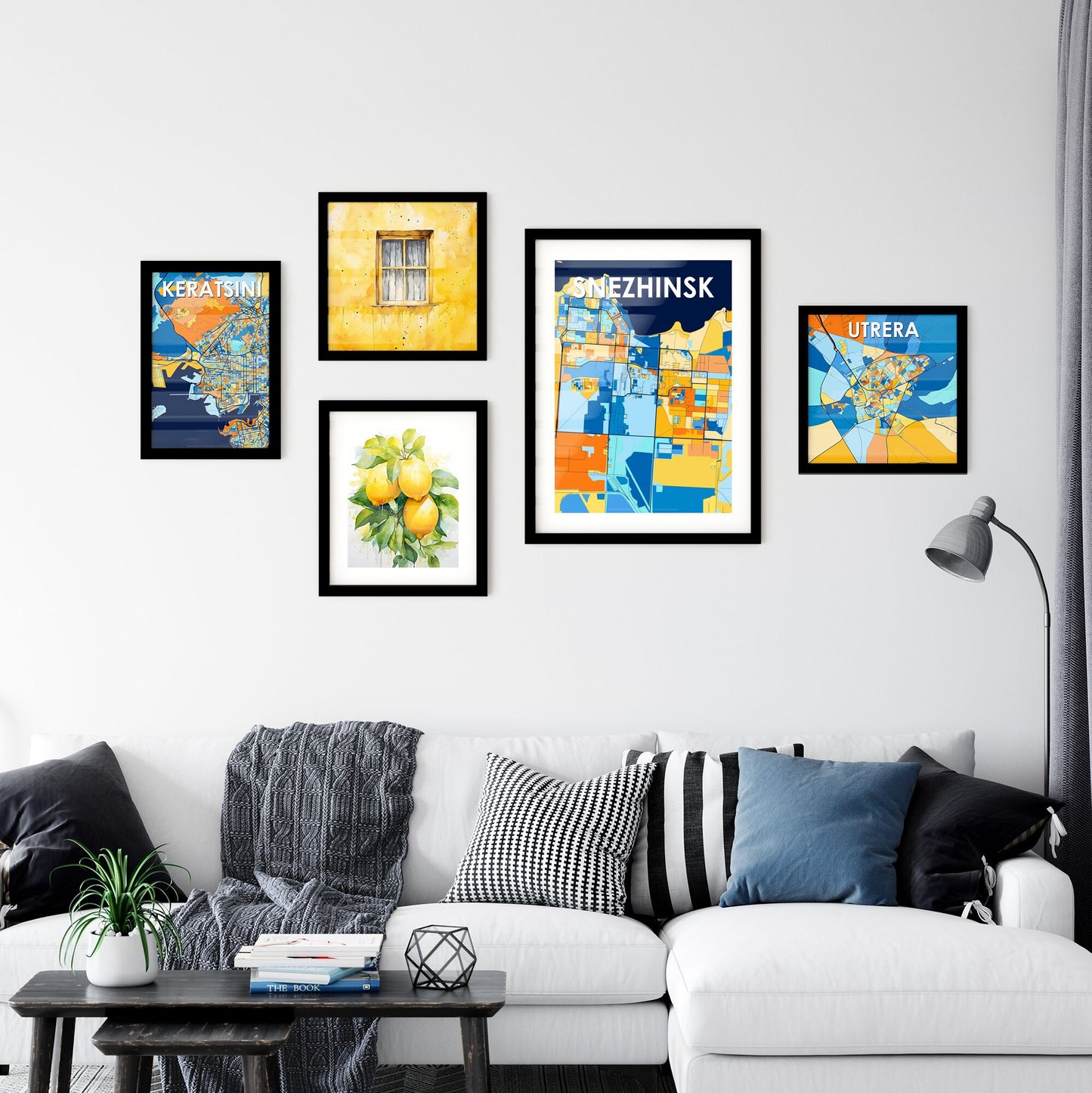 SNEZHINSK RUSSIA Vibrant Colorful Art Map Poster Blue Orange