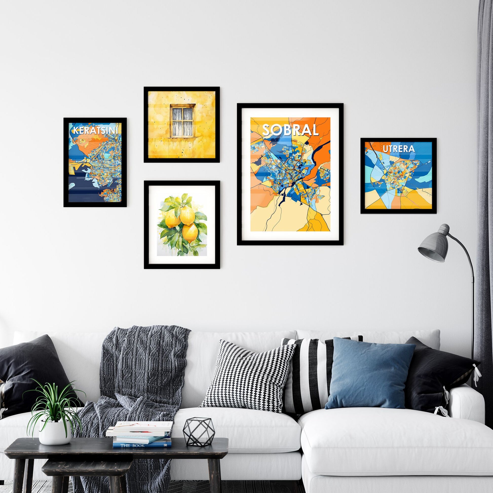 SOBRAL BRAZIL Vibrant Colorful Art Map Poster Blue Orange