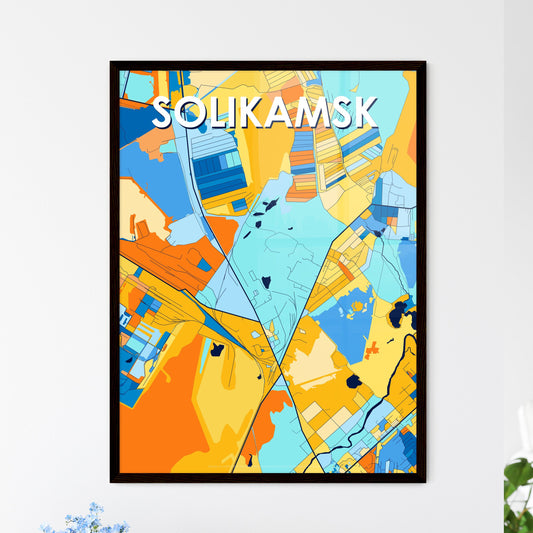 SOLIKAMSK RUSSIA Vibrant Colorful Art Map Poster Blue Orange