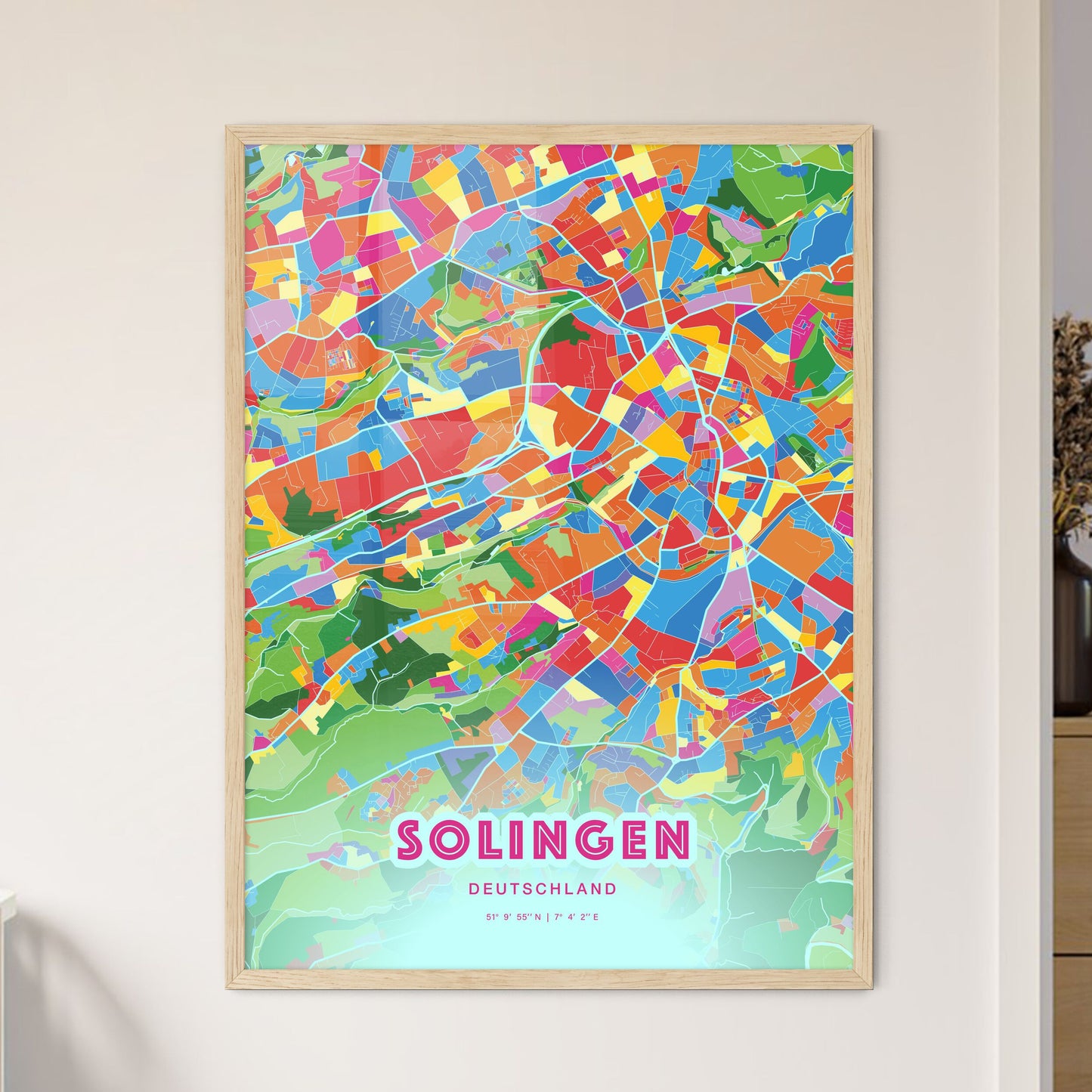 Colorful Solingen Germany Fine Art Map Crazy Colors