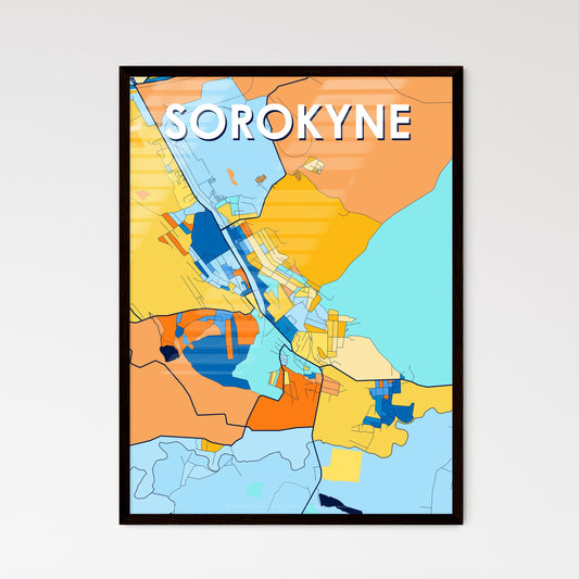 SOROKYNE UKRAINE Vibrant Colorful Art Map Poster Blue Orange