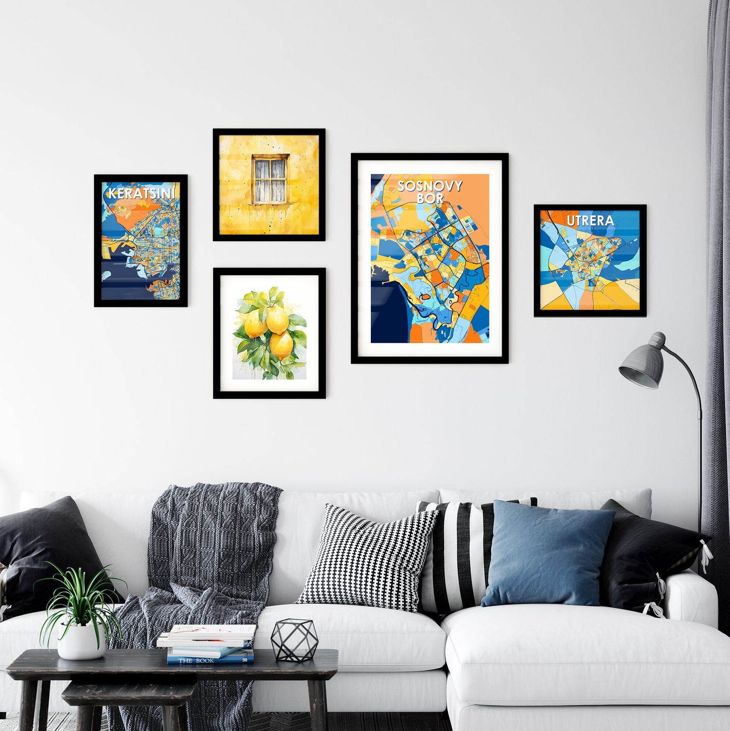 SOSNOVY BOR RUSSIA Vibrant Colorful Art Map Poster Blue Orange