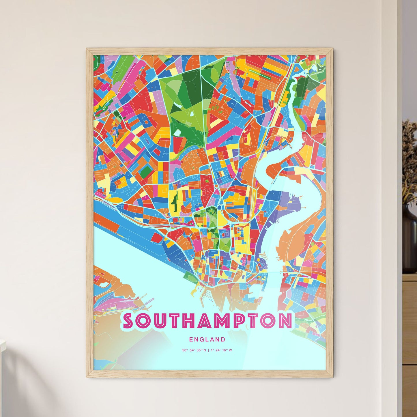 Colorful Southampton England Fine Art Map Crazy Colors