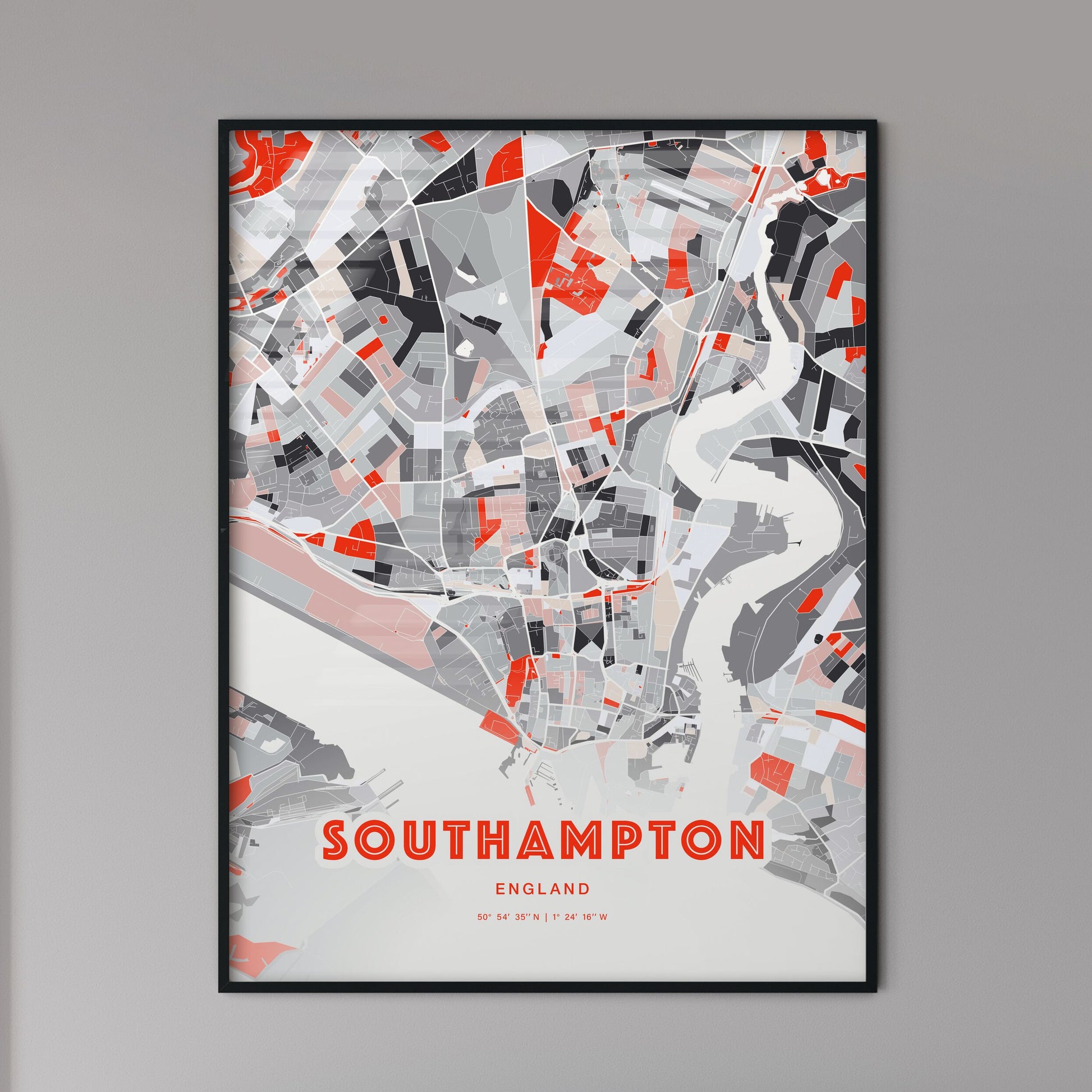 Colorful Southampton England Fine Art Map Modern Expressive