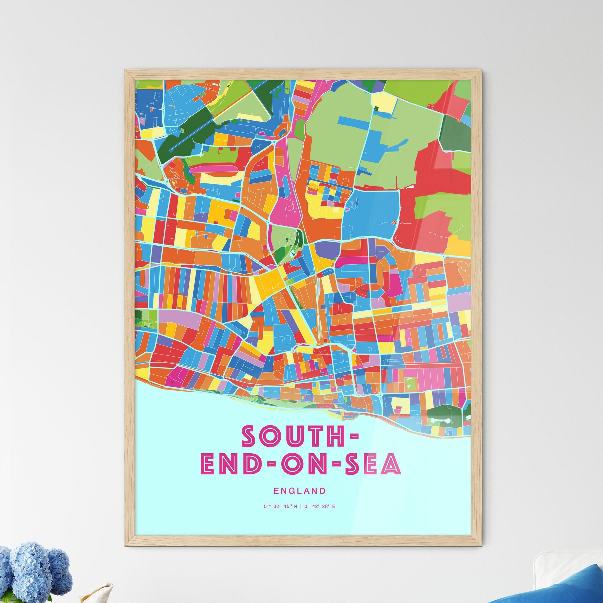 Colorful Southend-On-Sea England Fine Art Map Crazy Colors