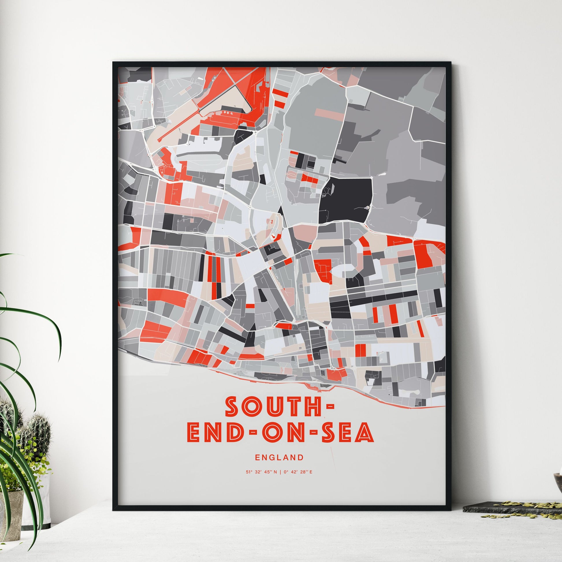 Colorful Southend-On-Sea England Fine Art Map Modern Expressive