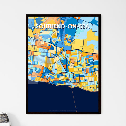 SOUTHEND-ON-SEA ENGLAND Vibrant Colorful Art Map Poster Blue Orange