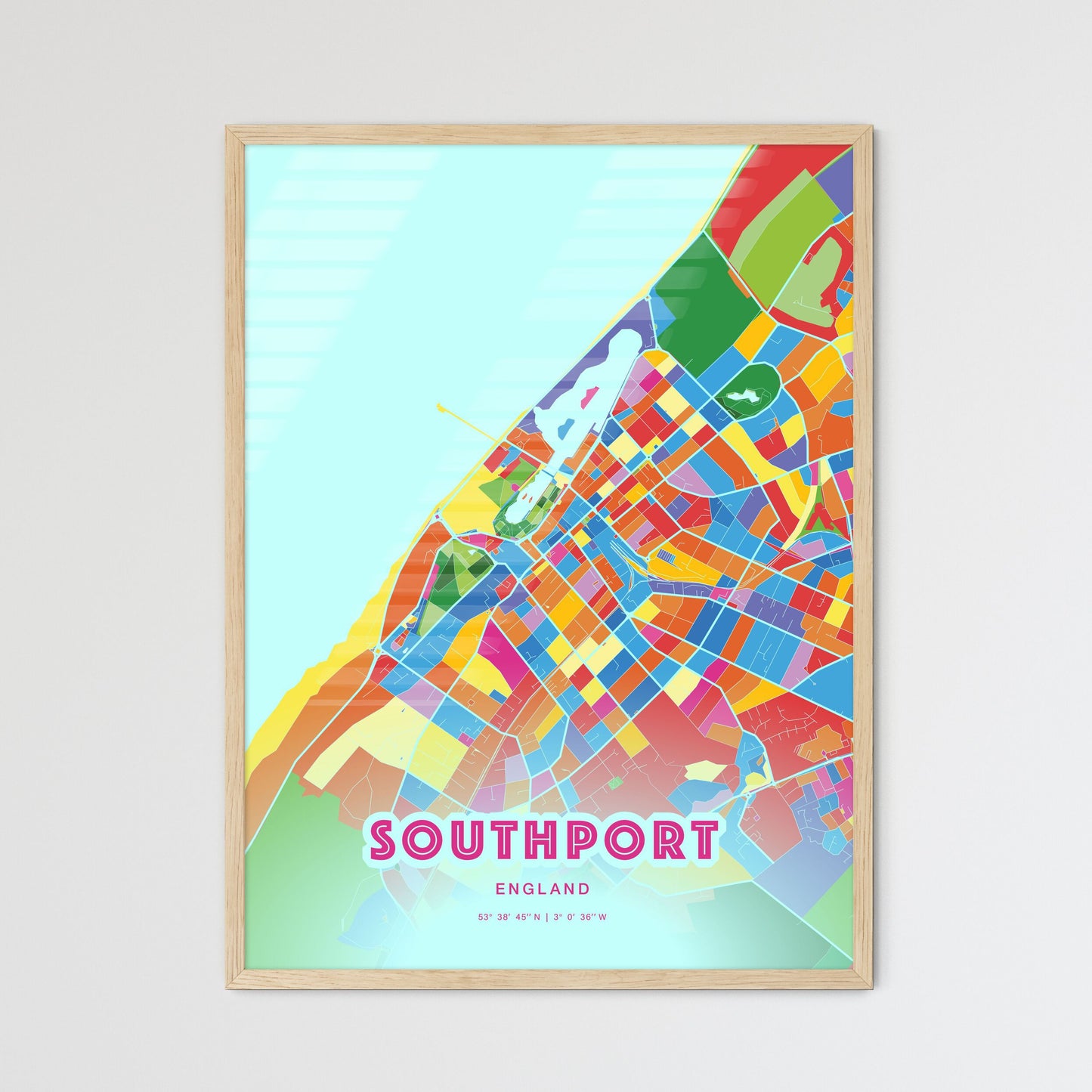 Colorful Southport England Fine Art Map Crazy Colors