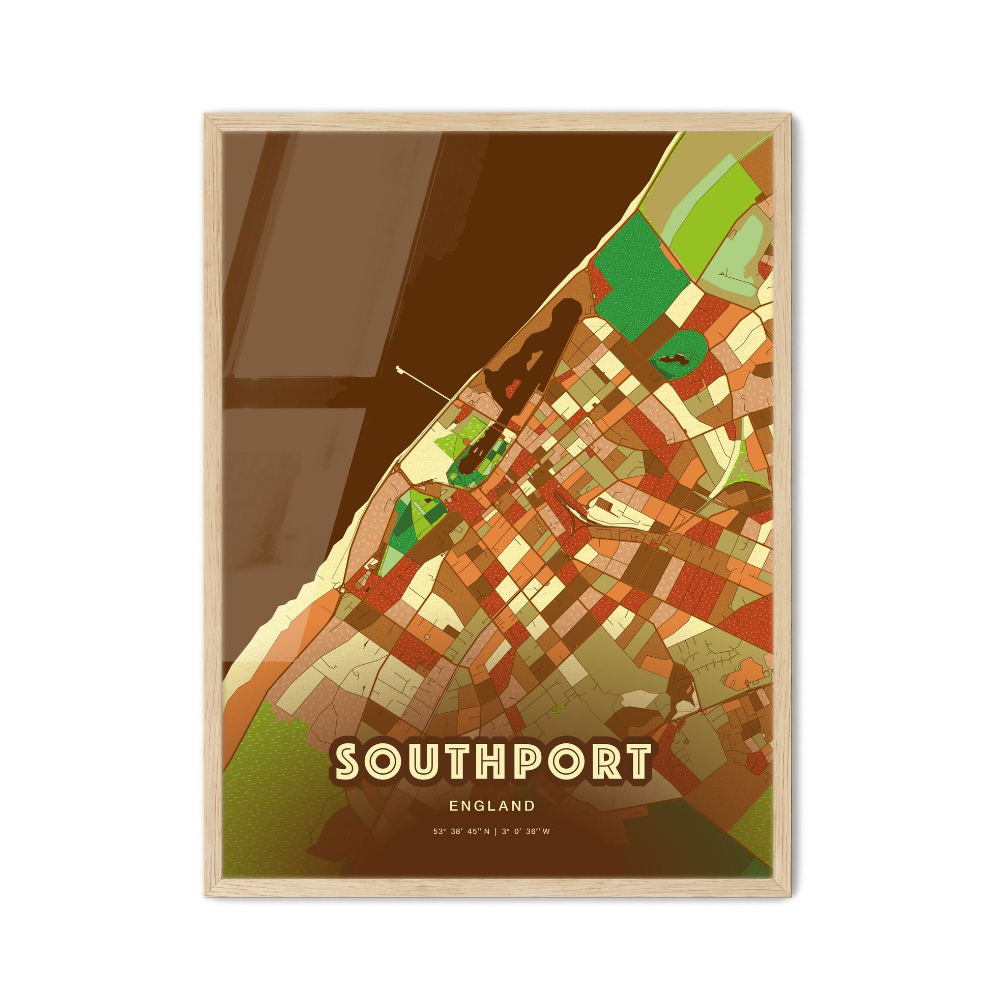 Colorful Southport England Fine Art Map Farmhouse