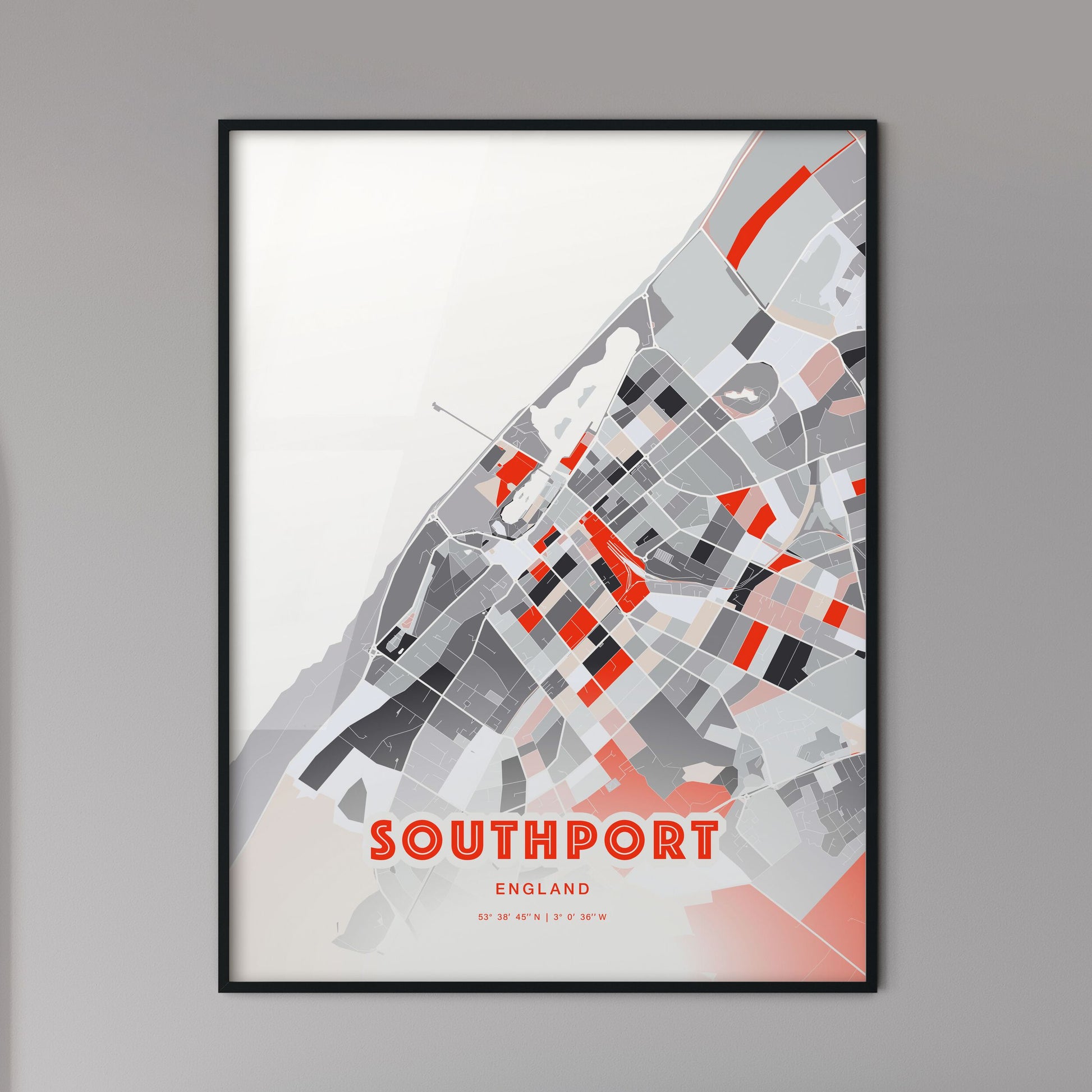 Colorful Southport England Fine Art Map Modern Expressive