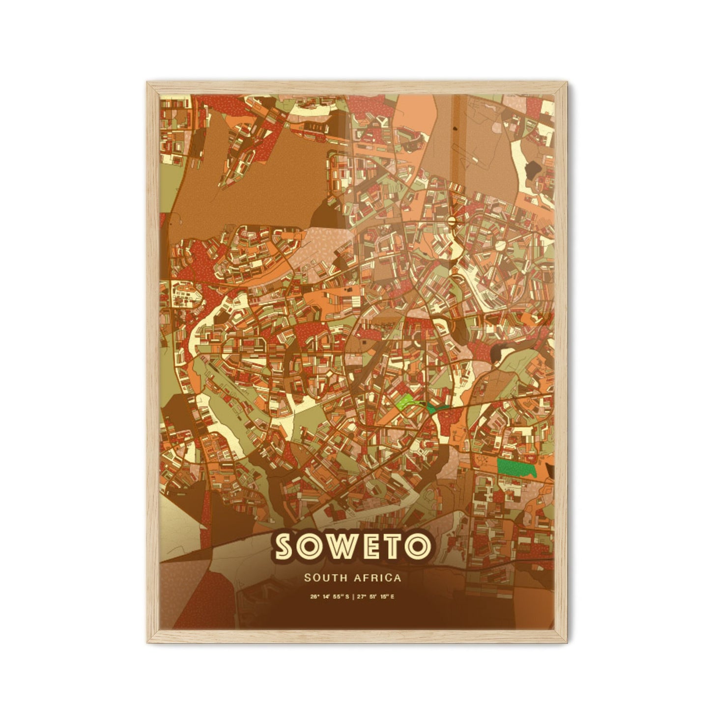 Colorful Soweto South Africa Fine Art Map Farmhouse