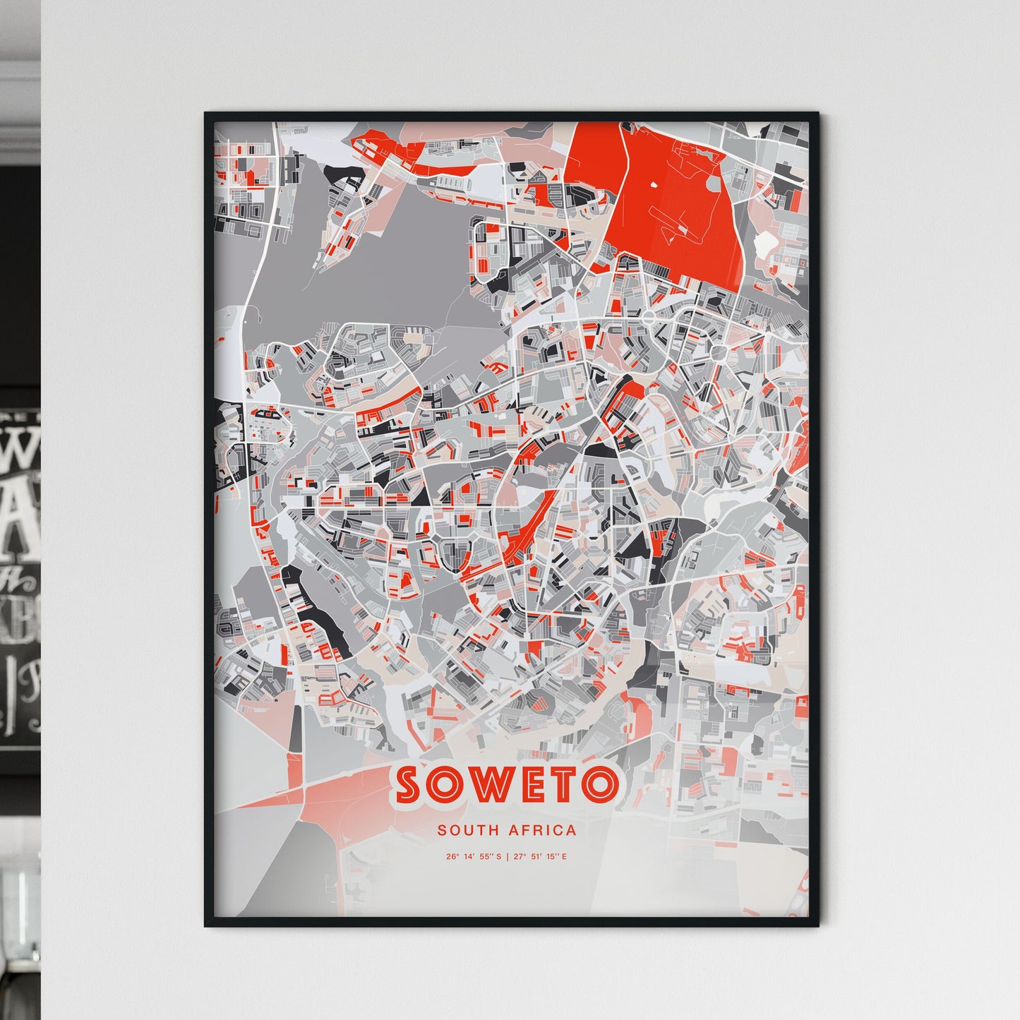 Colorful Soweto South Africa Fine Art Map Modern Expressive