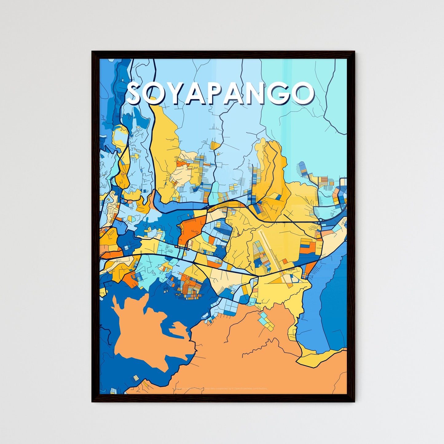 SOYAPANGO EL SALVADOR Vibrant Colorful Art Map Poster Blue Orange