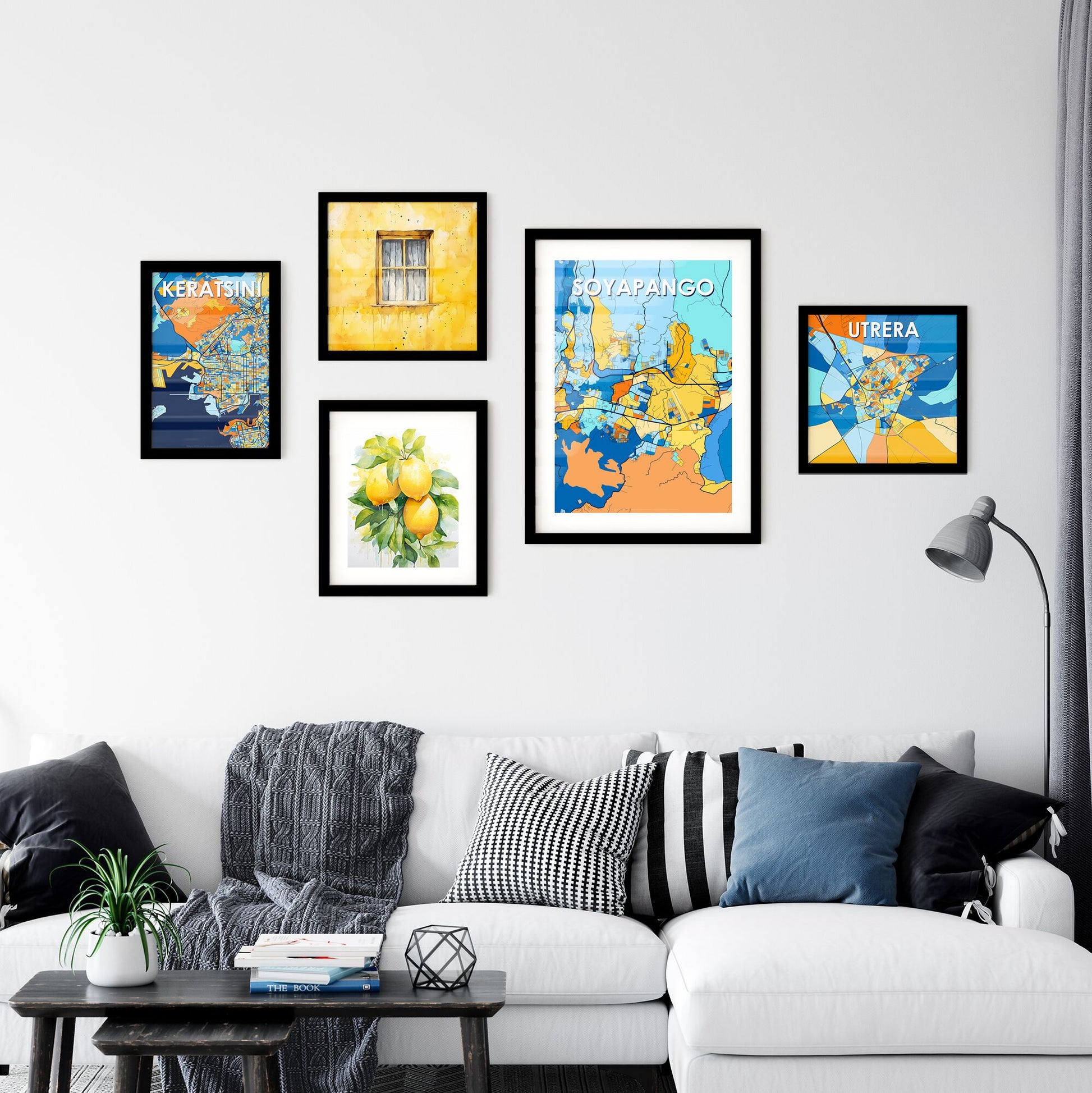 SOYAPANGO EL SALVADOR Vibrant Colorful Art Map Poster Blue Orange