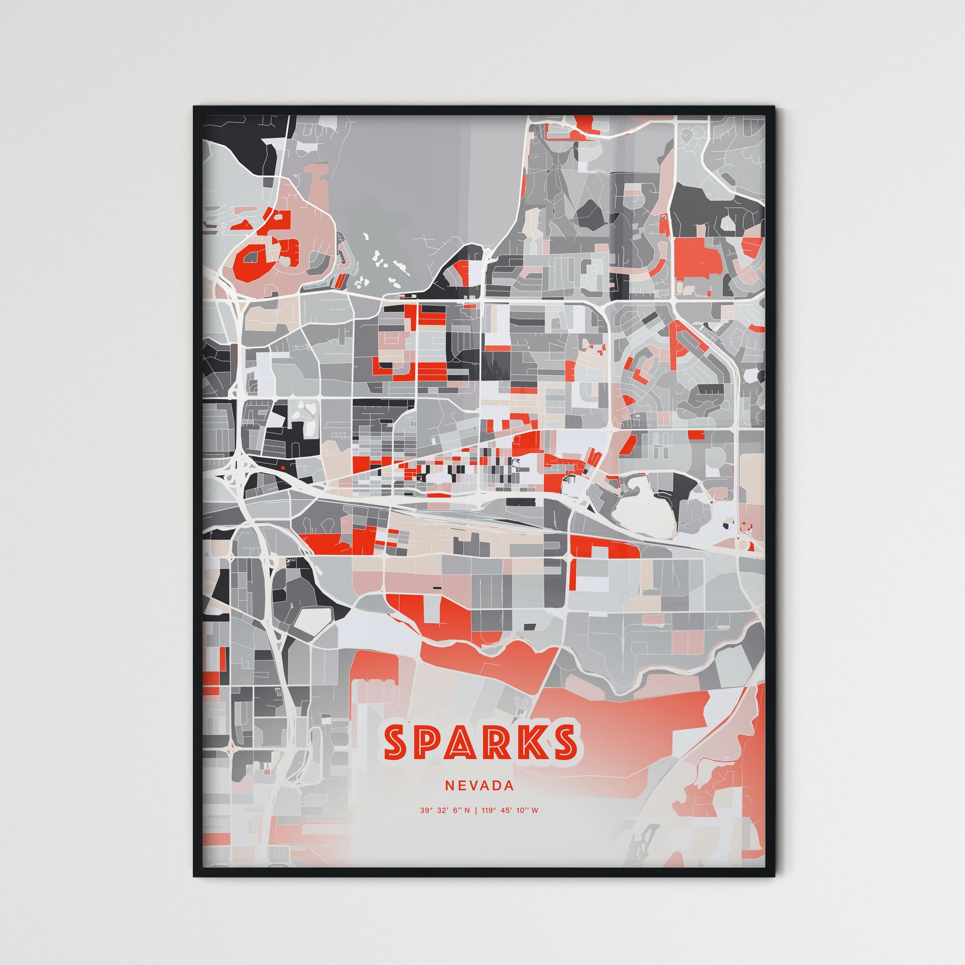 Colorful Sparks Nevada Fine Art Map Modern Expressive