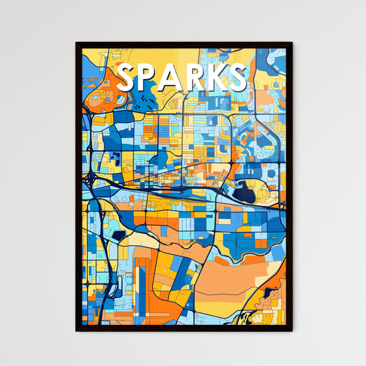 SPARKS NEVADA Vibrant Colorful Art Map Poster Blue Orange