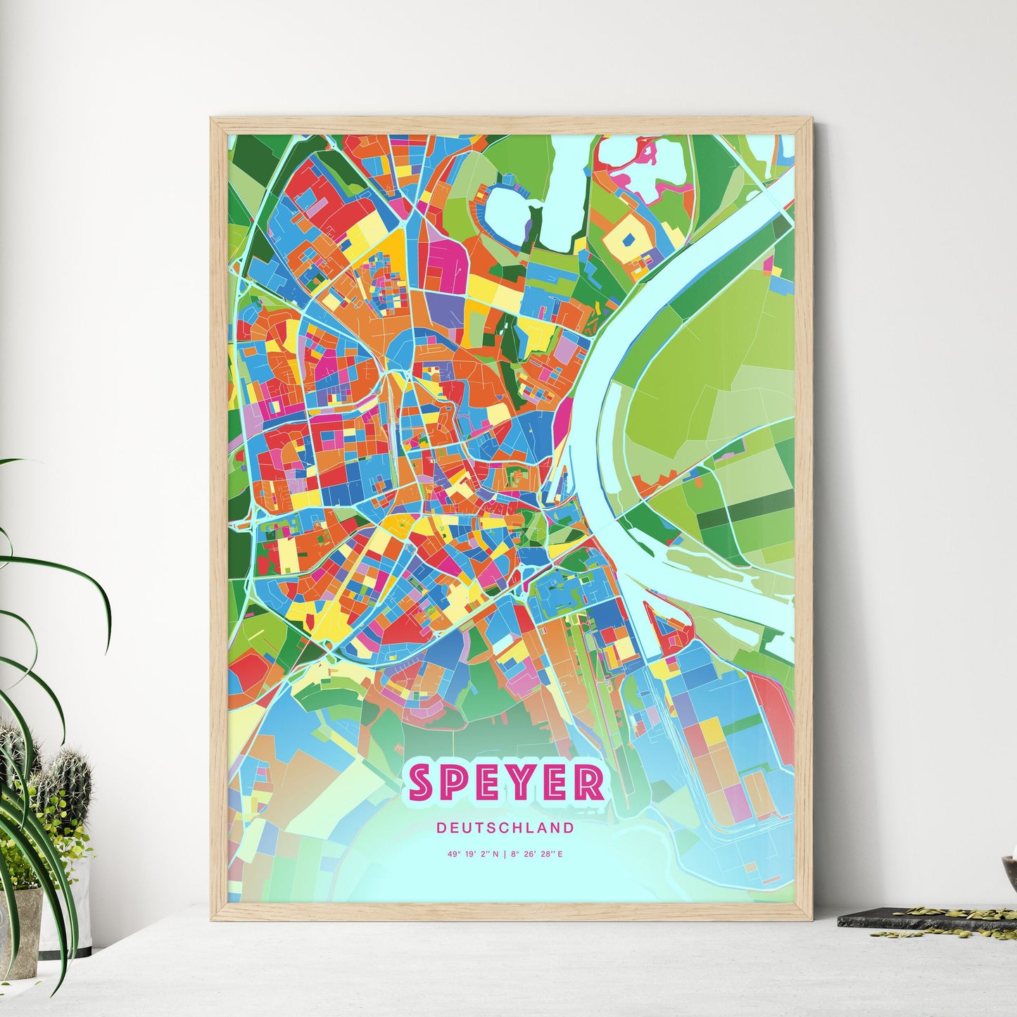 Colorful Speyer Germany Fine Art Map Crazy Colors