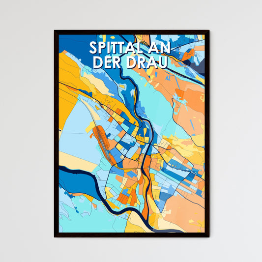 SPITTAL AN DER DRAU AUSTRIA Vibrant Colorful Art Map Poster Blue Orange