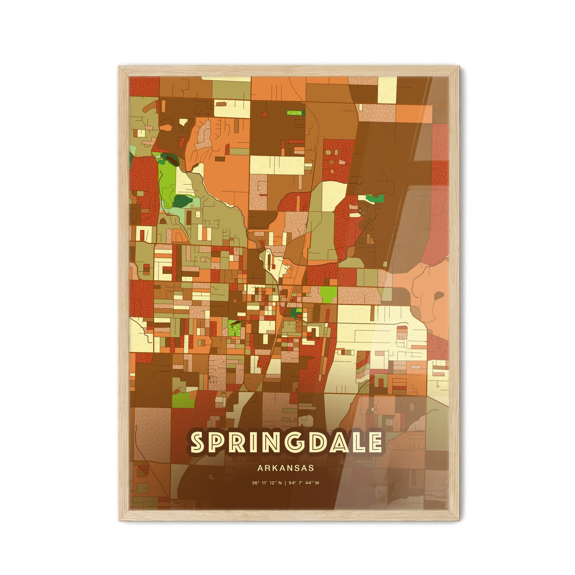 Colorful Springdale Arkansas Fine Art Map Farmhouse