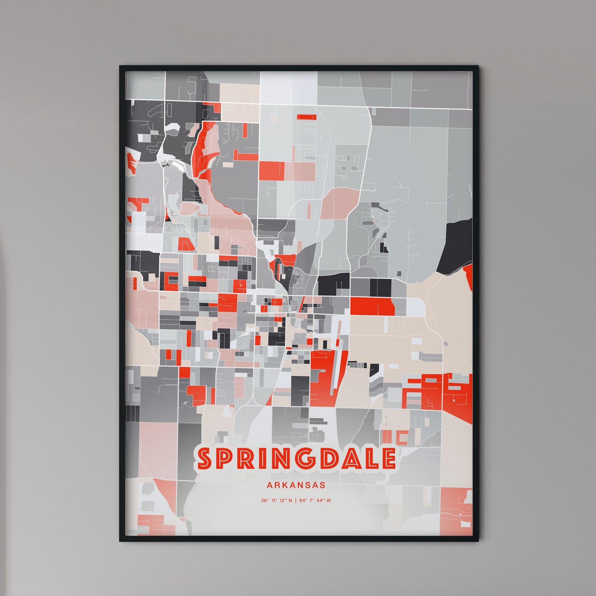 Colorful Springdale Arkansas Fine Art Map Modern Expressive