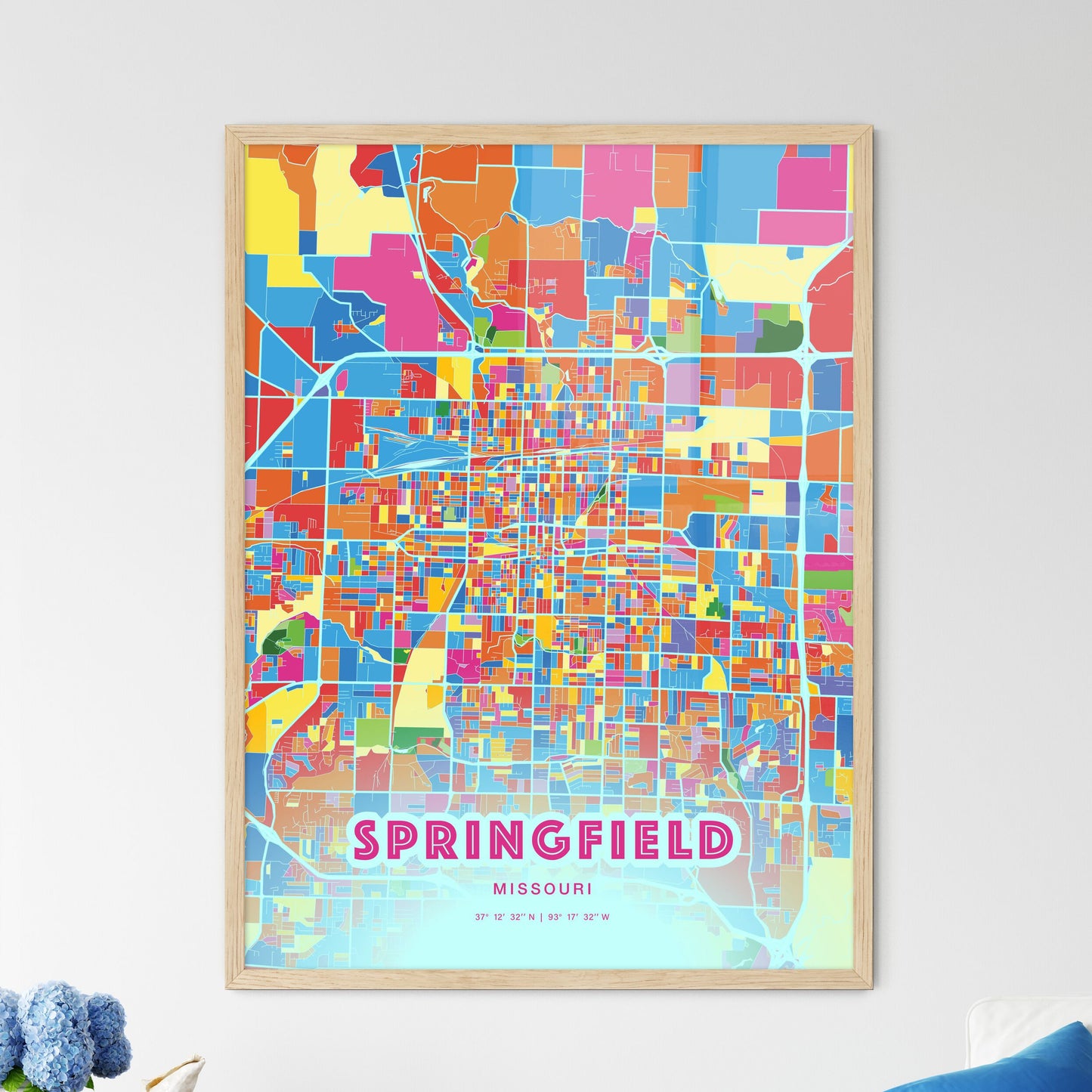 Colorful Springfield Missouri Fine Art Map Crazy Colors
